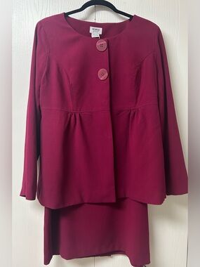 Monroe & Main Women's Burgundy Jacket and Skirt Suit